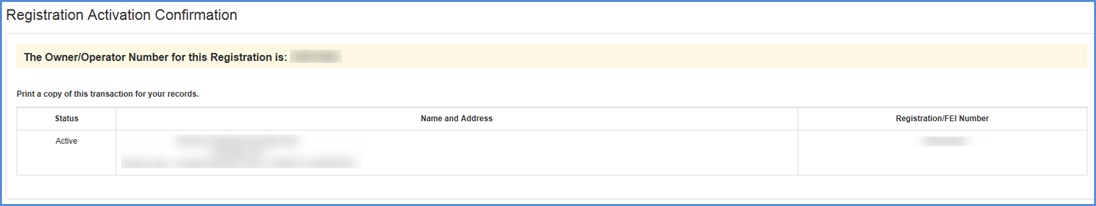 This displays the Confirmation Screen